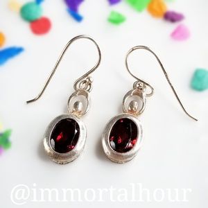 Sterling Silver 925 Garnet Earrings